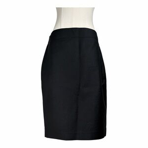 J.Crew Black 100% Wool Knee-Length Pencil Skirt with Back Slit and Pockets Sz. 6